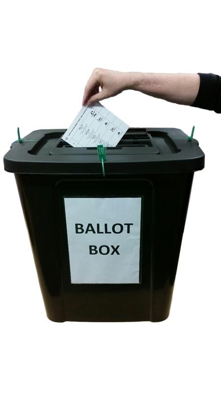 Shaw's large plastic ballot box